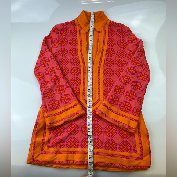 Tory Burch Orange/Pink Tunic Caftan Beach Resort Swim Cover Up N233-38 - Picture 9 of 9
